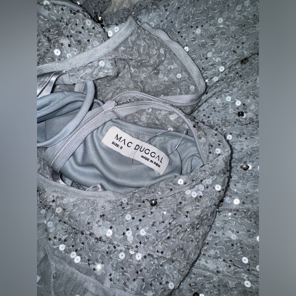 NWOT Mac Duggal Sequin & Crystal Embellished Ruffle Sleeve Midi Dress sz 8 - Picture 4 of 8